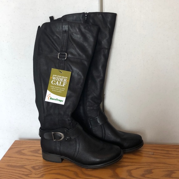 bare traps wide calf boots black